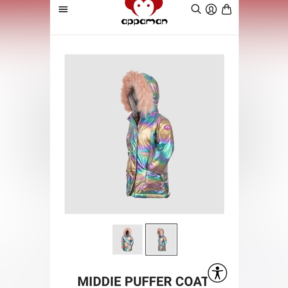 Appaman middie puffer, rainbow ombré coat for girls